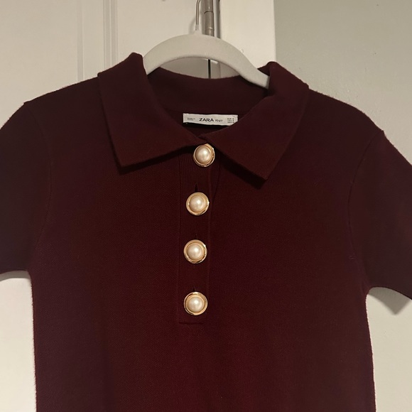 Zara Knit Mini Dress with Novelty Pearl Buttons Size Small - Picture 2 of 3